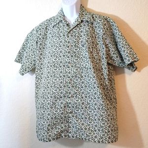Reputation Short-sleeved Casual Button-down with Cool Block Print